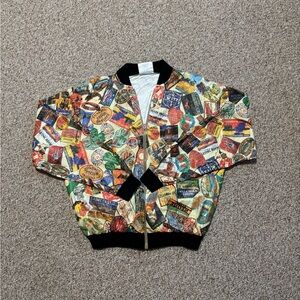Vintage Globe Traveler Jacket 80s 90s Hotel Vacation Luggage AOP Tyvek Jacket